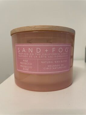 SAND + FOG Pink Prosecco Scented Candle - Pink glass jar with wooden lid
